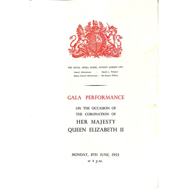 [4] pp. 1953 15 1/2" x 10 1/2" Oliver Messel (1904–1978) "Gloriana" by Benjamin Britten (1913–1976) Original Programme for...