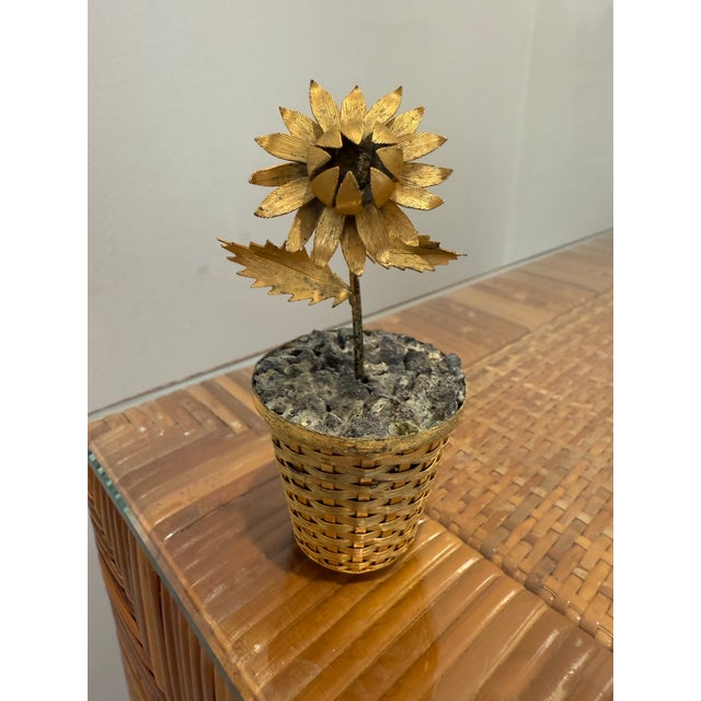 Metal Gilt Sterling Potted Peony Flower Attributed to Janna Thomas for Tiffany & Co For Sale - Image 7 of 9
