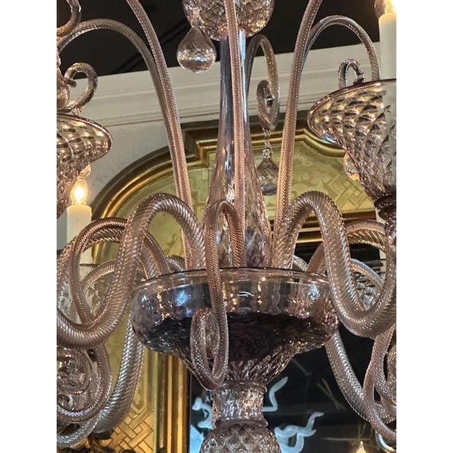 1970s Vintage Amethyst Murano Chandelier For Sale - Image 5 of 8