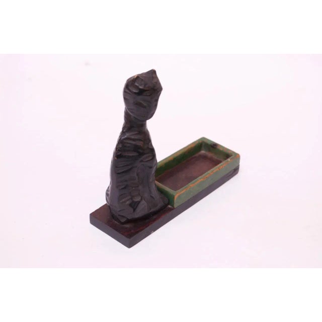 Folk Art Hand Carved Black Cat Trinket Dish For Sale - Image 4 of 13