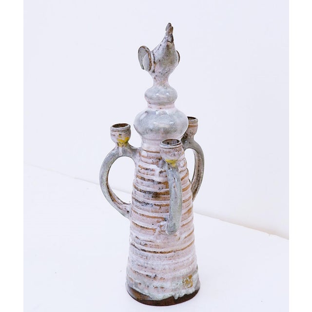 Three-Light Candlestick in Glazed Ceramic by Jacques Pouchain For Sale - Image 13 of 14