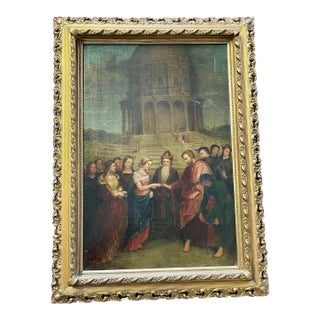Antique Oil on Canvas After Raphael’s “The Marriage of the Virgin” For Sale