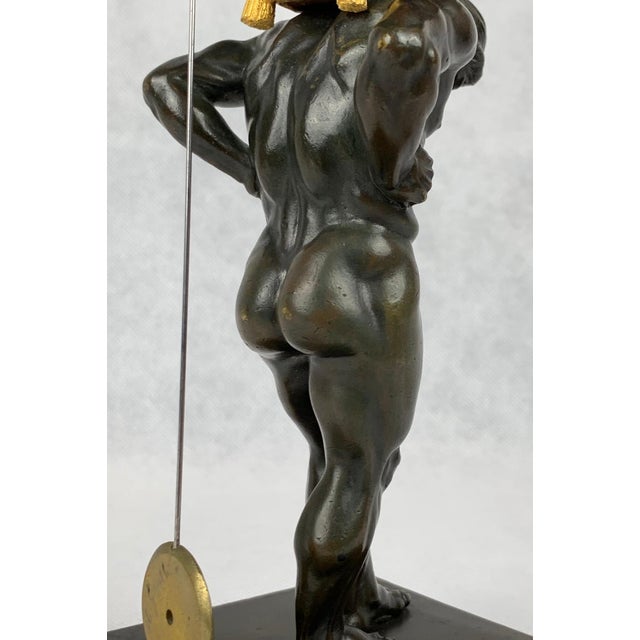 Early 19th Century Empire Period Bronze Doré and Patinated Bronze Clock Depicting Atlas For Sale In West Palm - Image 6 of 13