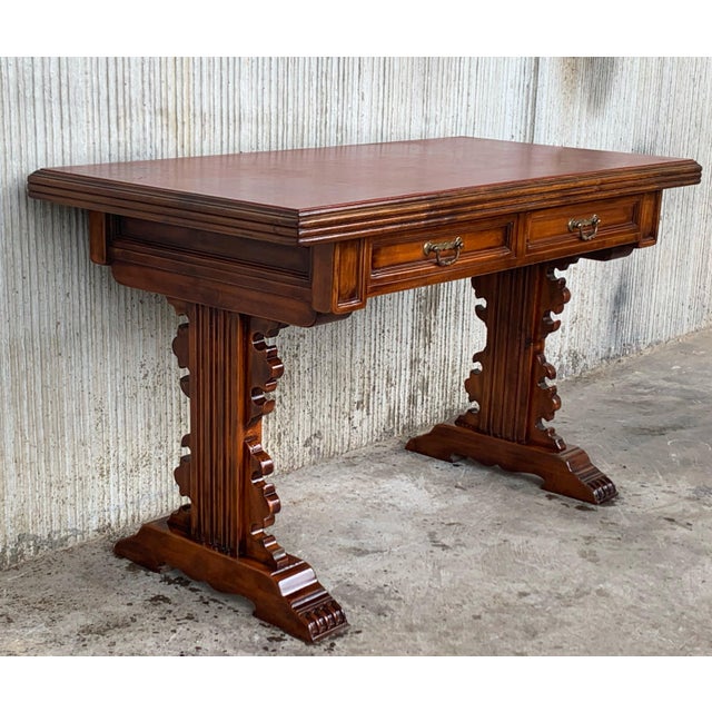 Spanish Early 20th Century Spanish Colonial Desk or Console Table with Two Drawers Signed by Valentí For Sale - Image 3 of 18