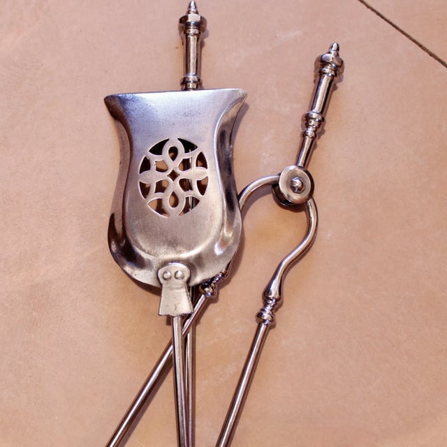 Set of English Regency Period Polished Steel Firetools For Sale - Image 10 of 12