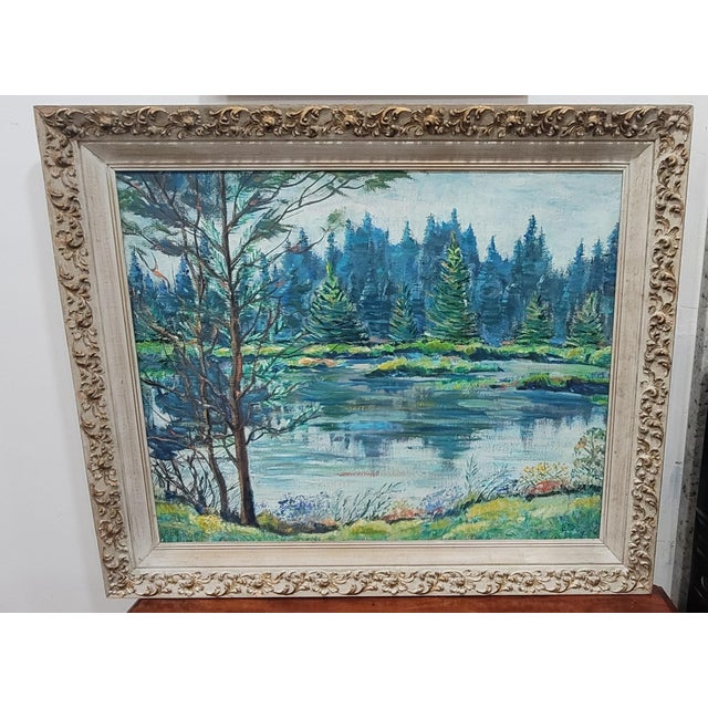 Textile 1960s Ann Ruge Post Impressionist Landscape Painting Wall Art, Framed For Sale - Image 7 of 12
