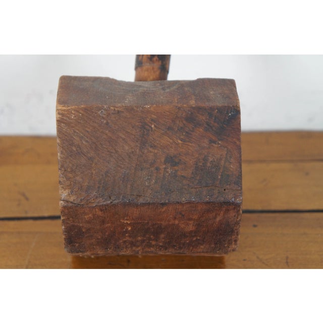 Antique 1910s Primitive Rustic Wooden Octagonal Sledge Hammer Carpenter Mallet For Sale - Image 12 of 13