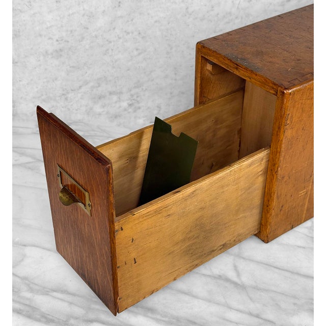 Brown Antique Quartersawn Oak Library File Card Catalog Cabinet by Shaw-Walker For Sale - Image 8 of 11
