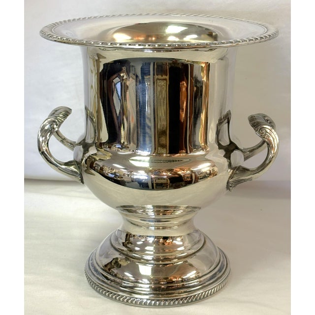 Shabby Chic Vintage Silverplate Trophy Cup Shape Champagne Bucket For Sale - Image 3 of 17