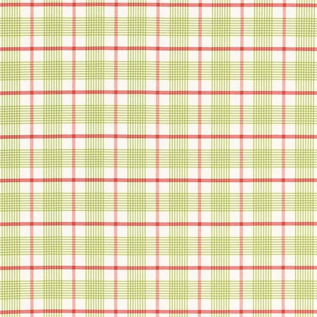 Schumacher St. Lucia Plaid Fabric in Lime For Sale