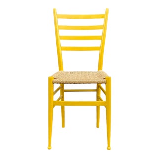 Woven Rope Gio Ponti Style Side Chair For Sale