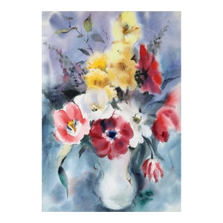 1960s "Bouquet of Flowers P4.7" Watercolor Painting by Eve Nethercott For Sale