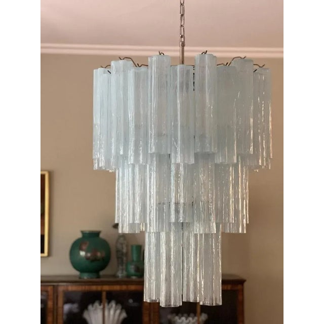 Ice Blue Murano Glass Tubular Chandelier For Sale - Image 5 of 10
