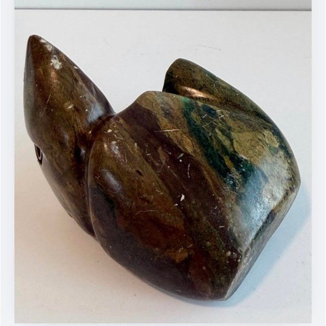 Stone Vintage Hand-Carved Green Stone Abstract Figural Sculpture For Sale - Image 7 of 9