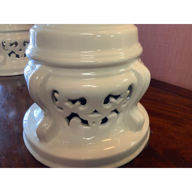 Late 20th Century Late 20th Century Pair of Ceramic Pagoda Lamps For Sale - Image 5 of 15