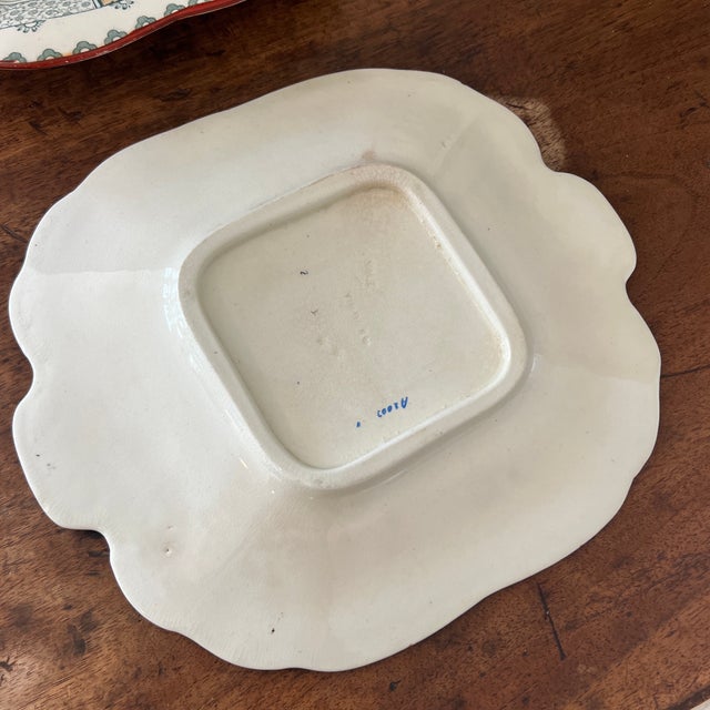 Green Antique 1800s English Wedgwood Cyclamen Square Serving Plates - Set of 2 For Sale - Image 8 of 8
