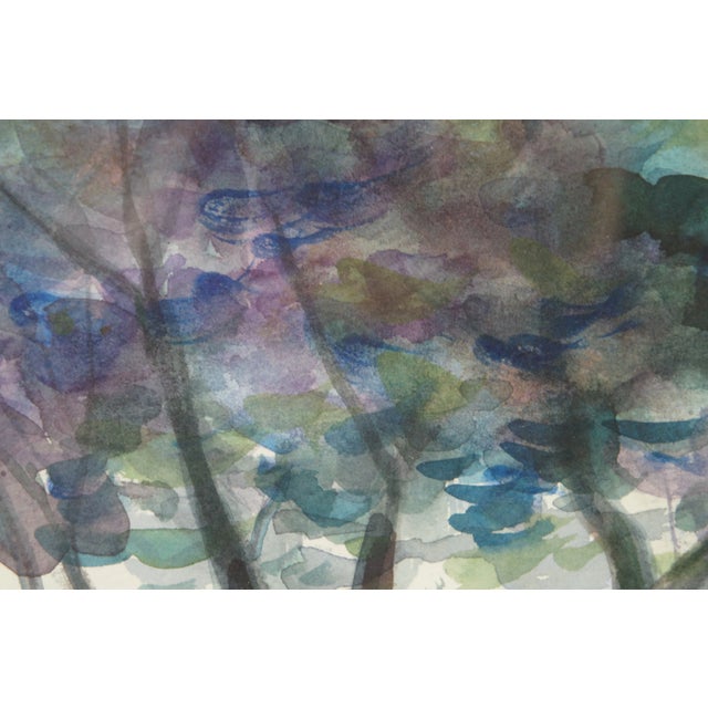 Mid 20th Century Vintage Marshall Turner Notel Motel Backyard Landscape Watercolor Painting 37" For Sale - Image 5 of 10