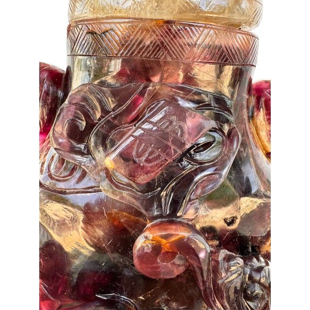 Amethyst Late 19th Century Late Qing Dynasty Carved Amethyst & Quartz Vessel Lamp For Sale - Image 8 of 12