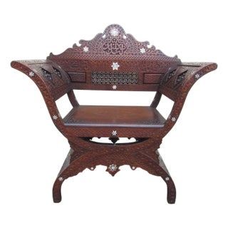 Antique Moroccan Inlaid Chair For Sale