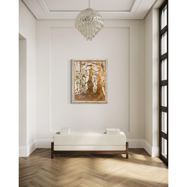 Andrea Stella "The Home of the Muses" Gold Leaf Oil Mixed Media Painting, Figurative, Italian Contemporary Art, 2010 For Sale - Image 9 of 10
