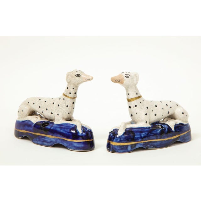 Pair of Staffordshire Seated Dalmatian Inkwells For Sale In New York - Image 6 of 10