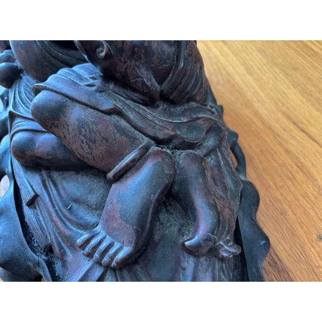 Late 19th Century Late 19th-Century Chinese Carved Hongmu Figure of Liu Hai & Money Frog For Sale - Image 5 of 11
