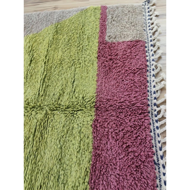 Contemporary Multicolor Color Block Wool Moroccan Rug For Sale - Image 10 of 11
