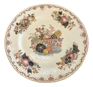 Antique Hand Painted Masons Ironstone Plate, 1920
