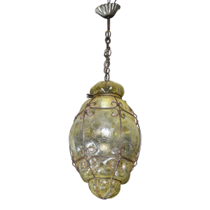 1970s Italian Wonderful Yellow Colour Venetian Lantern, Seguso Murano Glass