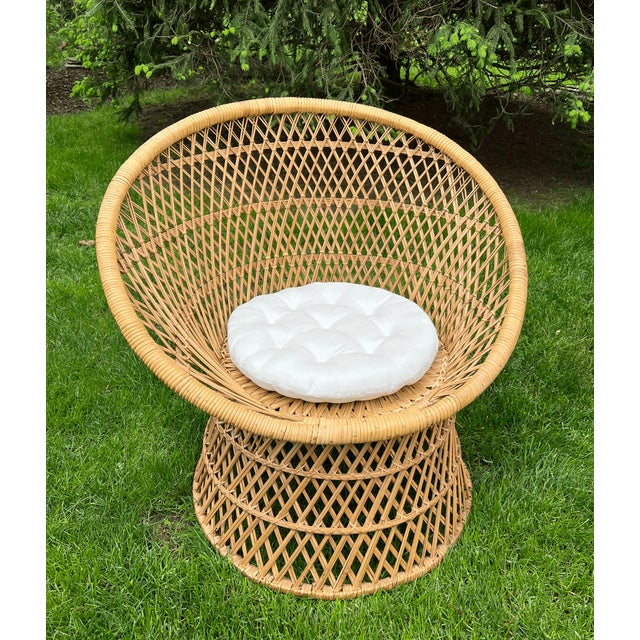 1970s Handwoven Wicker Barrel Chairs - Set of 4 For Sale - Image 4 of 6