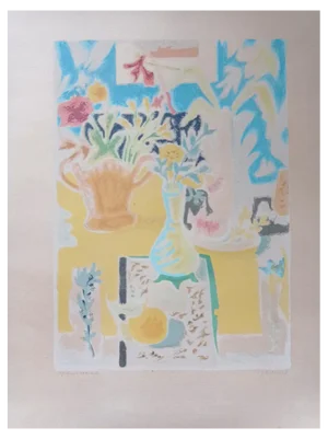 Jules Cavailles, Still Life, Original Hand-Coloured Lithograph, 1960s