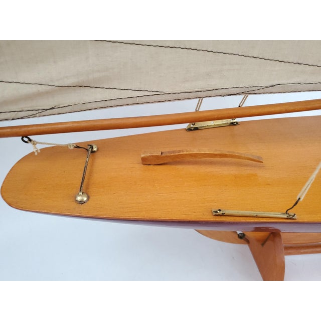 Vintage Sailboat Replica Pond Yacht 1895 Defender Cup Racer For Sale - Image 12 of 17