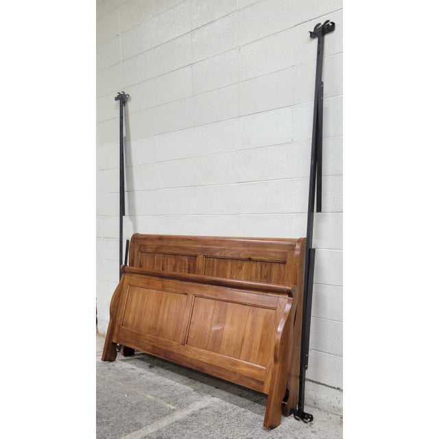 Brown Vintage Traditional Louis Phillipe Style Queen Size Sleigh Bed For Sale - Image 8 of 9