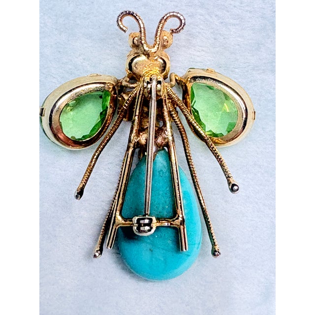 Metal Attributed Schreiner Mid Century Insect Brooch Reverse Set Rhinestones Fly Bug For Sale - Image 7 of 14