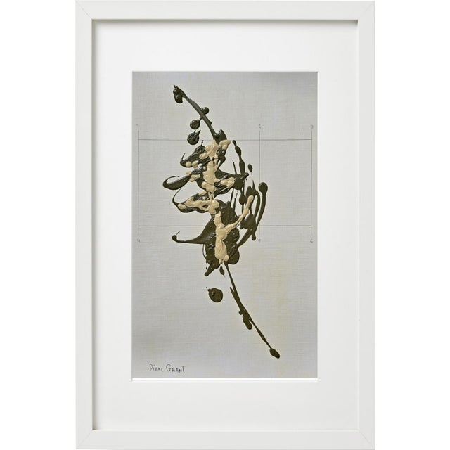 Paper Set of 6 - One-of-a-Kind Dark Green & Cream Botanical Organic Modern Original Oil Paintings / Herbarium / Floral / Earth Tones For Sale - Image 7 of 17