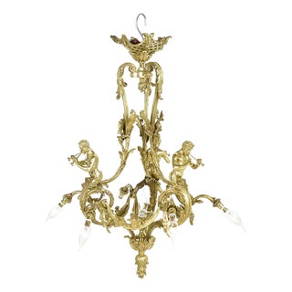 Antique Chandelier in Gilded Bronze from Mottheau For Sale