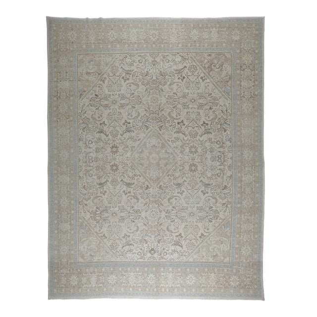 Mid 20th Century Elegant Oversized Tribal Rug – Soft Neutrals & Delicate Detailing -9' 7'' X 12' 7'' For Sale