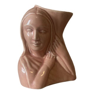 Vintage Hull Pottery Lady Vase u.s.a. Pink Pastel Water Carrier Vessel For Sale