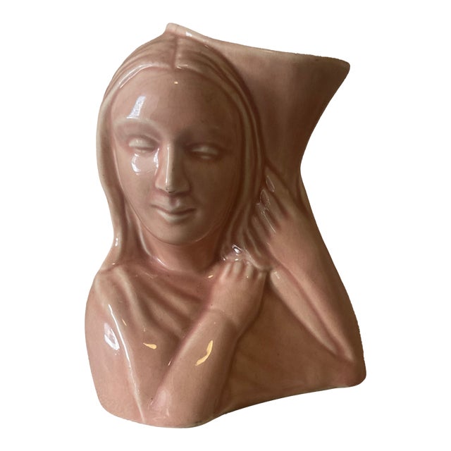 Vintage Hull Pottery Lady Vase u.s.a. Pink Pastel Water Carrier Vessel For Sale