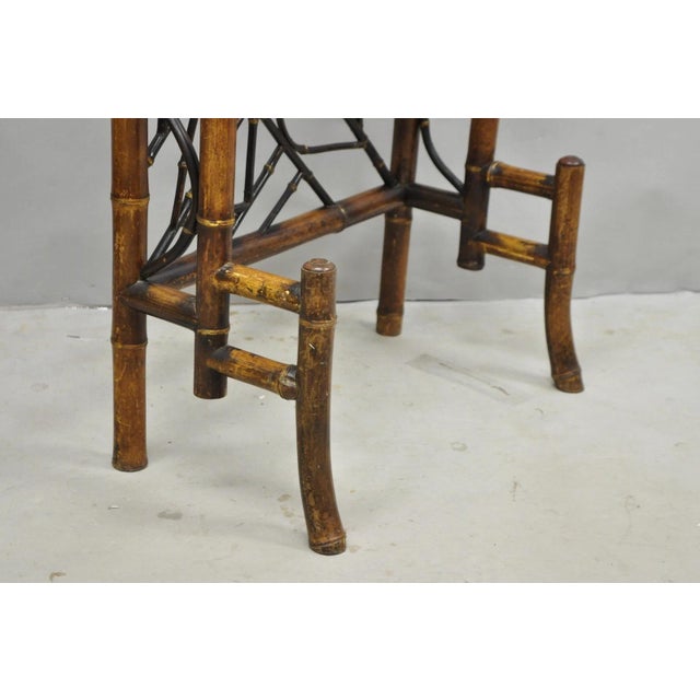 Antique English Victorian Bamboo Chinoiserie Compact Fall Front Secretary Desk For Sale - Image 18 of 18