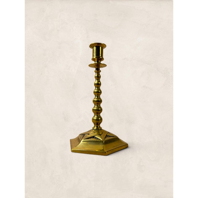 Antique English Edwardian Brass Hexagonal Candlestick Holders For Sale - Image 13 of 18