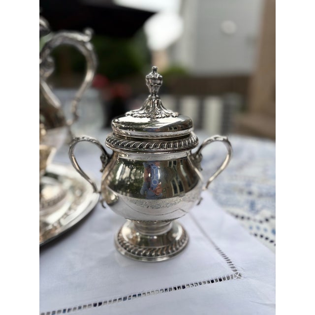 1920’s Silver (Plate) Coffee Tea Set St James Pattern With Gadroon:Rope Twist Borders & Highly Domed Lids Stunner For Sale In Chicago - Image 6 of 6