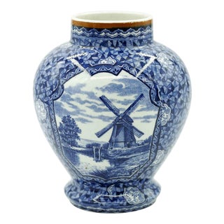 Blue Ceramic Vase from Villeroy and Boch, 19th Century For Sale
