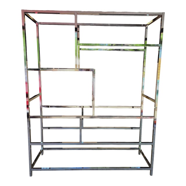 Vintage Chrome Etagere Bookshelf For Sale