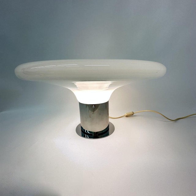Large Italian UFO Glass Table Lamp, 1970s For Sale - Image 3 of 18