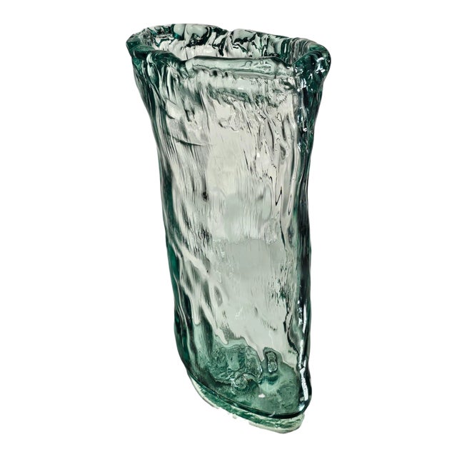 Vidrios San Miguel Studio Authentic 100% Recycled Glass Aqua Seagrass Vase 13" For Sale