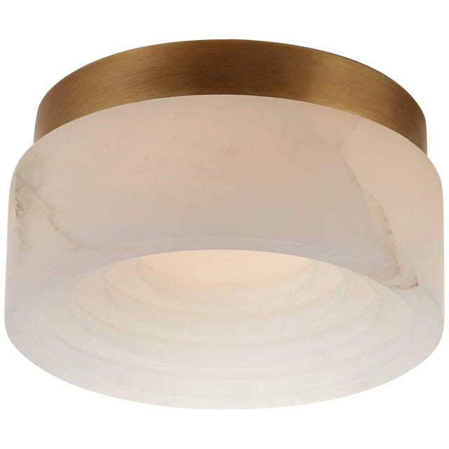 Otto 5" Solitaire Flush Mount in Antique-Burnished Brass with Alabaster Designer: Kelly Wearstler Canopy: 4.5" Round...