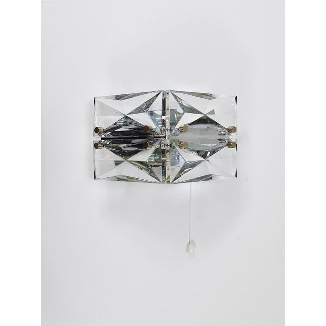 Facetted Crystal & Chrome Sconces / Prism Glass Wall Lights attributed to Kinkeldey, 1970s, Set of 2 For Sale - Image 12 of 18