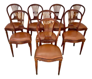 Louis XVI Style Beechwood Dining Chairs Set of Eight