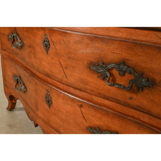 Ralph Lauren French Provincial Louis XV Carved Walnut Marble Top Commode or Chest of Drawers For Sale - Image 9 of 17
